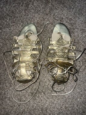 Billy Ella Metallic Gold Lace-Up Women's Sandals 7